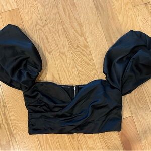Lulus off the shoulder Black Puff Sleeve crop Top